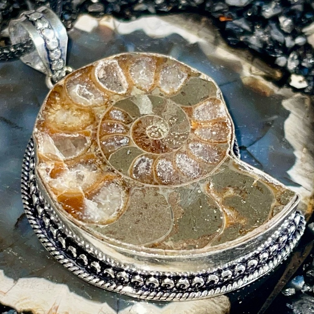 Large Earthy Ammonite Pendant 2”